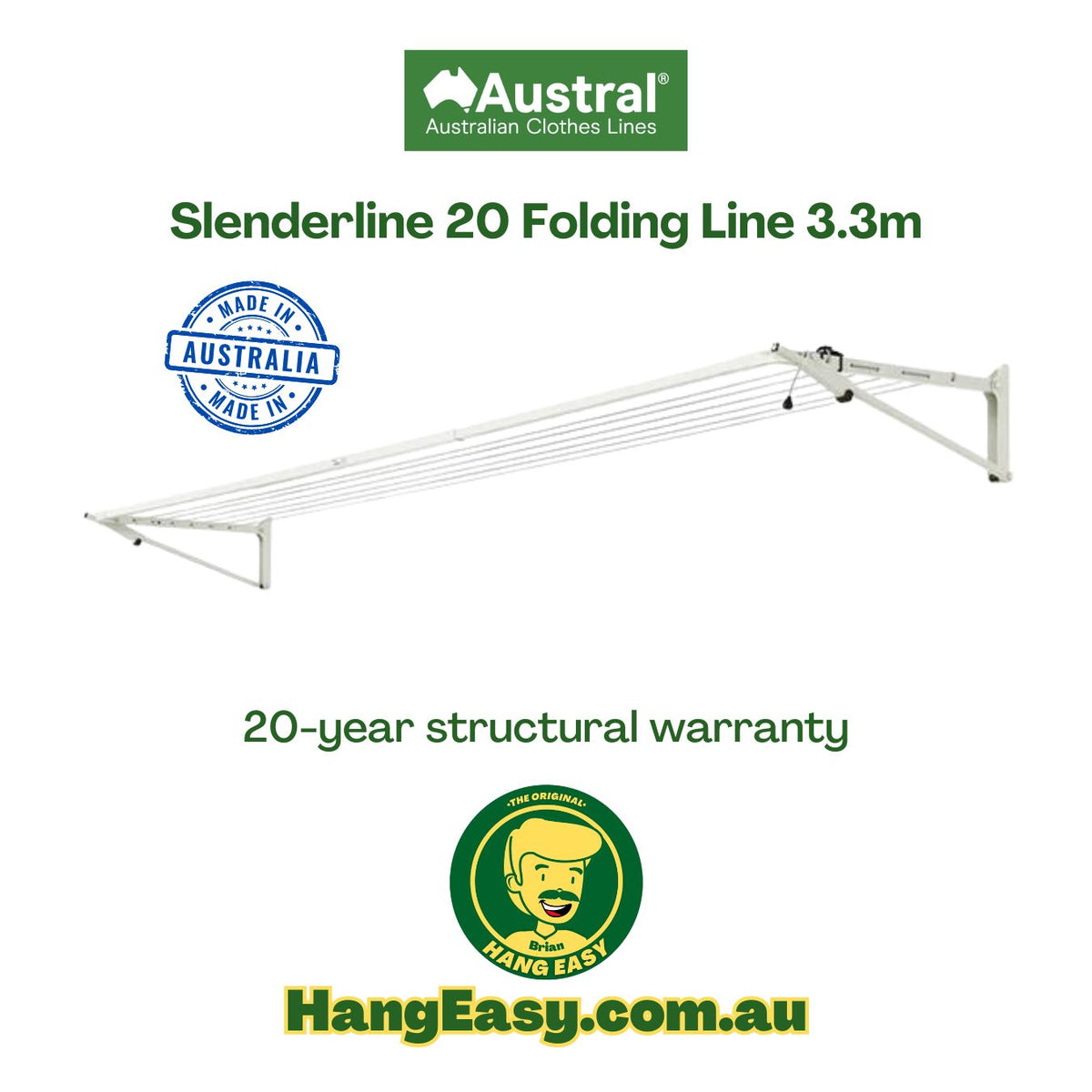 Aussie Made Slenderline 20 Folding Line 3.3m