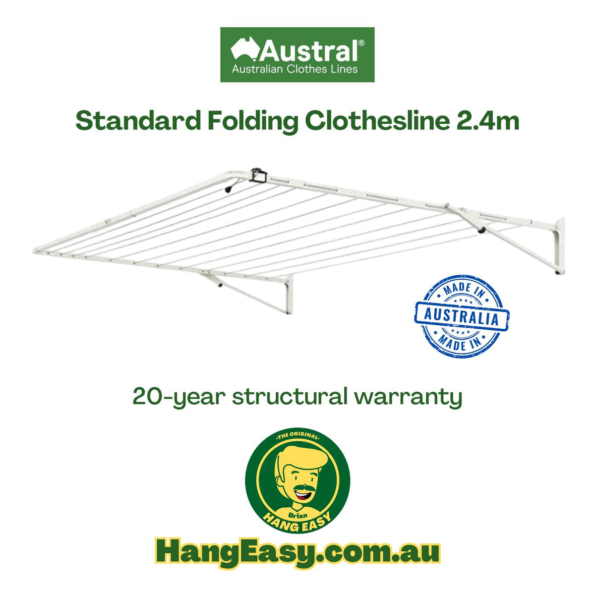 Aussie Made Standard Folding Clothesline 2.4m