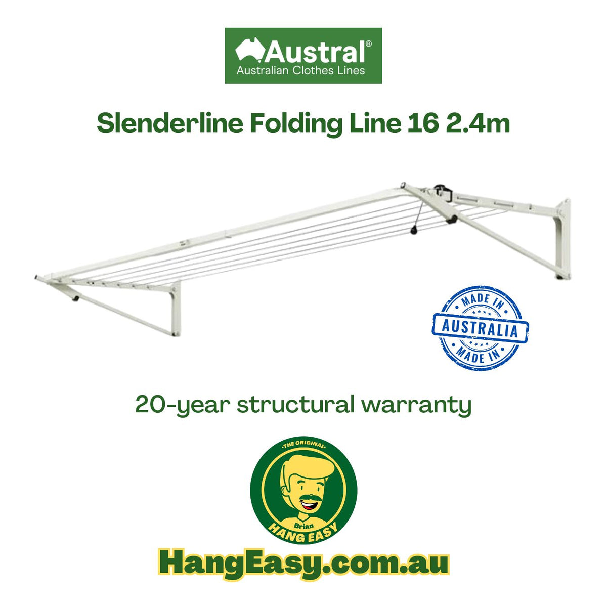Aussie Made Slenderline Folding Line 16 2.4m