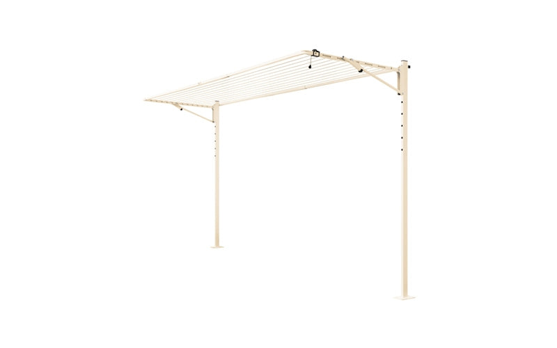 Austral Compact 39 folding clothesline in Classic Cream installed on the plated Ground Mount Kit 3.3m