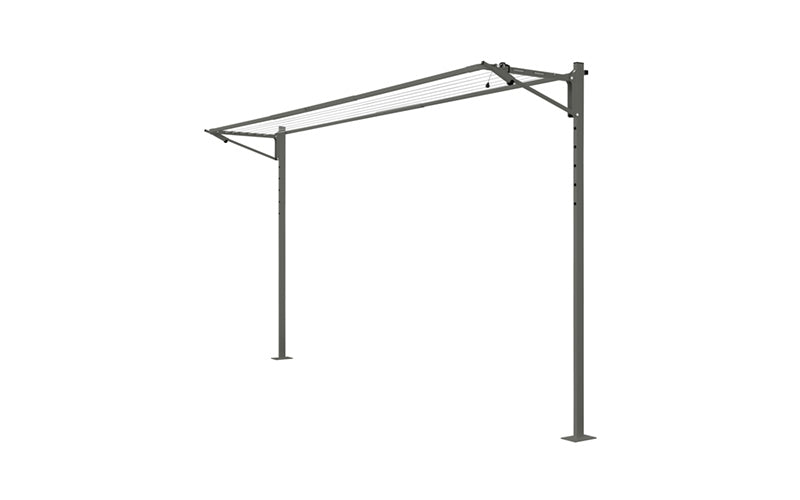 Austral Slenderline 20 folding clothesline in Woodland Grey installed on the plated Ground Mount Kit 3.3m