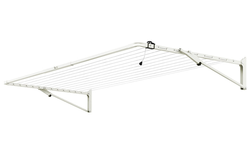 Austral Compact 2.4m folding clothesline in Surfmist, folded up and ready to use