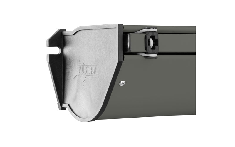 Close-up detail of the Austral Retract Away 40 retractable clothesline in Woodland Grey