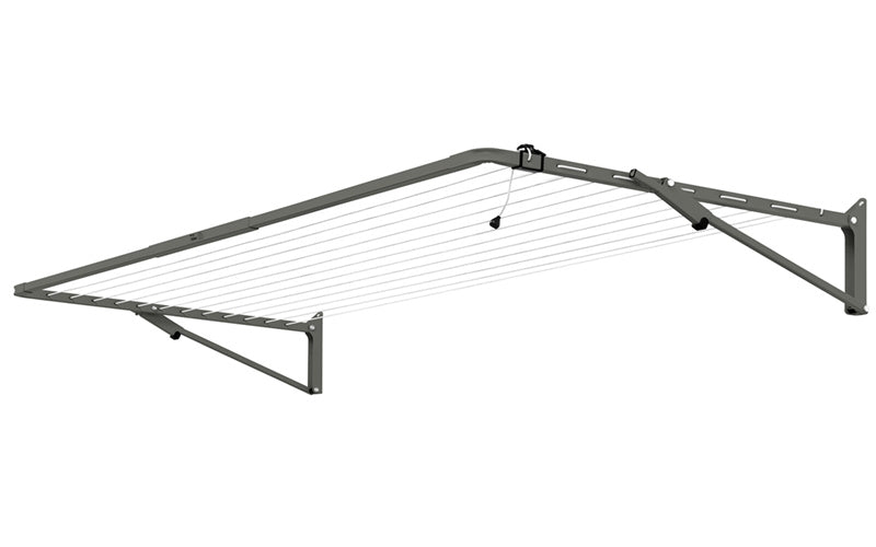 Austral Compact 2.4m folding clothesline in Woodland Grey, folded up and ready to use